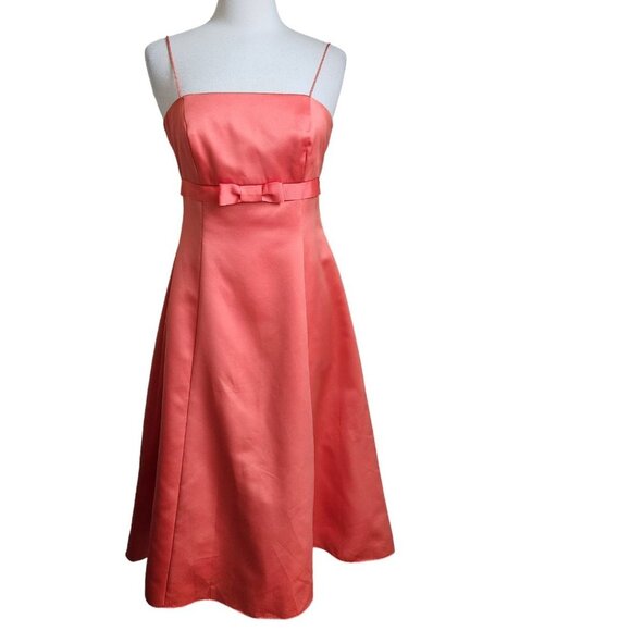 DAVIDS‎ BRIDAL Style 8585 Apple Empire Spaghetti Strap Bridesmaid Prom Dress 8 - Picture 1 of 11